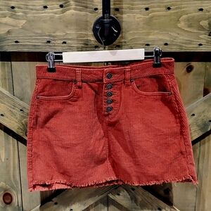 TILLYS RSQ RUST BURNT ORANGE CORDUROY MINI SKIRT  SIZE 7 BUTTONFLY